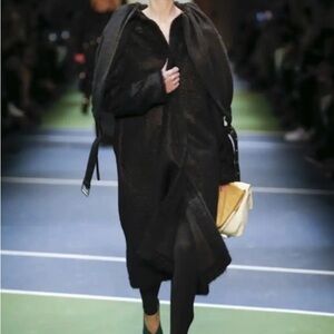 Celine by Phoebe Philo 2016 Black Mohair Hooded Coat Size 34
